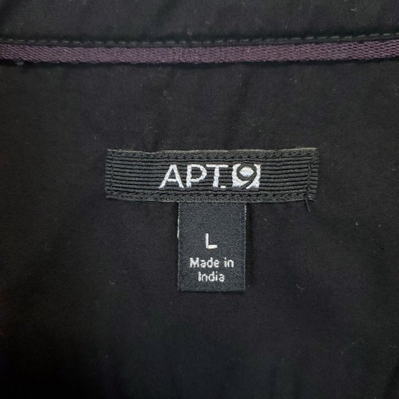 Apt.9 Button Up Shirt Men L Casual Collared Short Sleeve Front Pockets Black - Picture 9 of 12